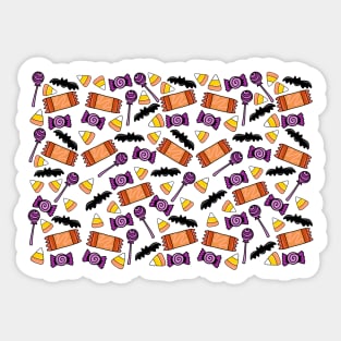 Orange and Purple Halloween Candy Pattern, made by EndlessEmporium Sticker